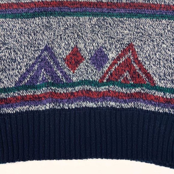 Vintage 90s Impact L Sweater Crew Neck Leather Patches Mountain Ski Retro READ - Picture 5 of 16